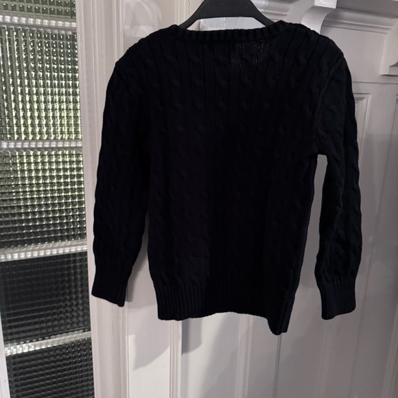 Polo Ralph Lauren BLACK CABLE Knit Crew-Neck Sweater Boy's 7 RED PONY - Picture 2 of 6